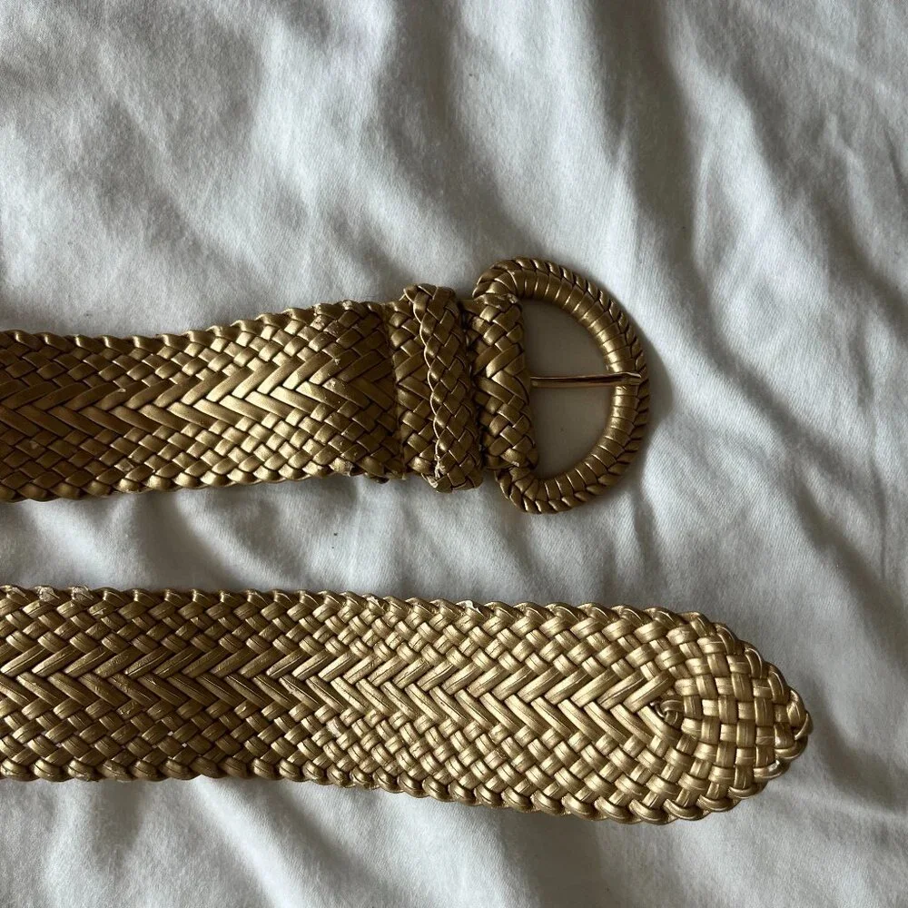 Faux Leather Braided Belt in Gold (size M/L)